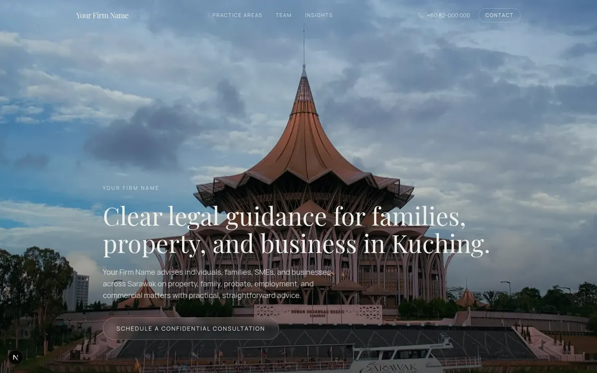 Dark editorial homepage hero with full-bleed photography and serif display type